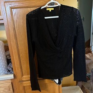 Catherine Malandrino Black Textured Long Sleeve Sweater